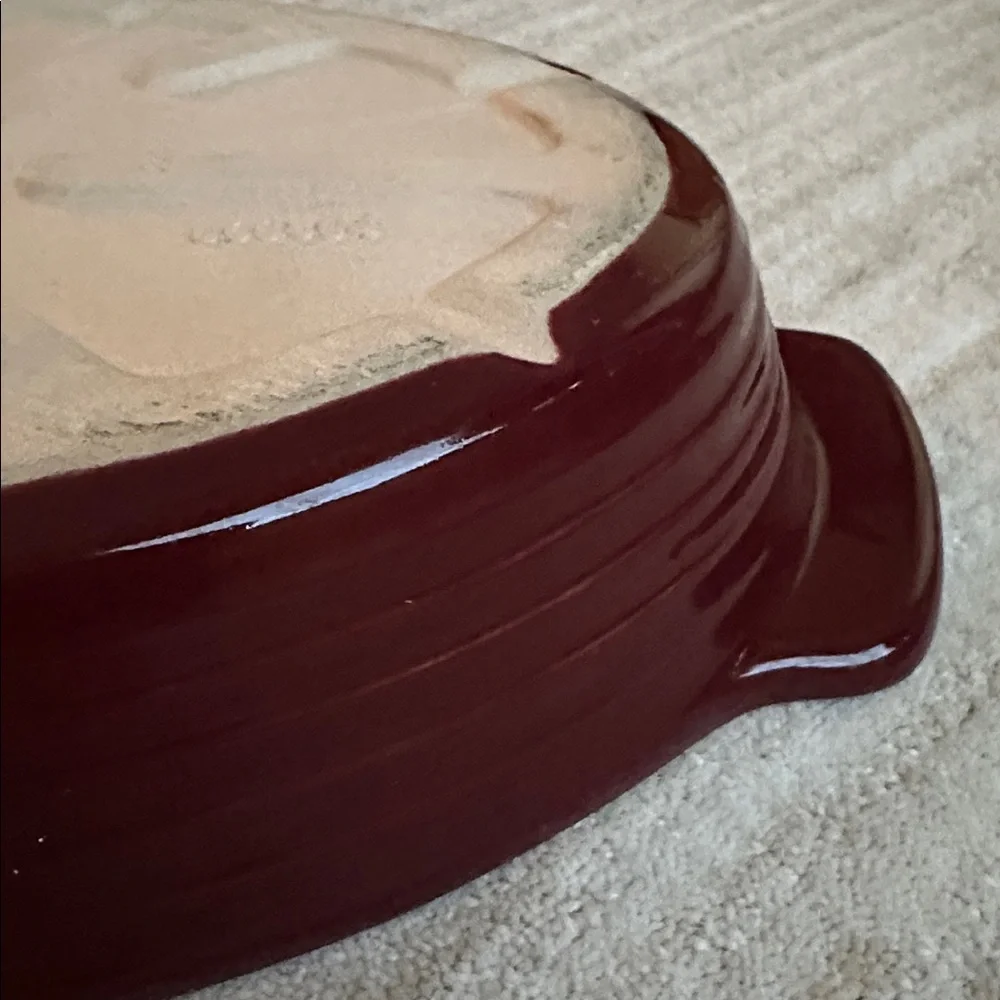 Like New PAMPERED CHEF Family Tradition Stoneware Oval Baker Casserole Cranberry